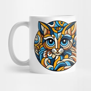 Pop art cat illustration. cubism cat illustration Mug